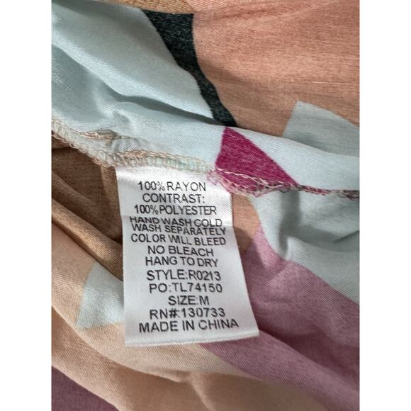 UMGEE FULL SIZE BUTTON DETAIL RUFFLE SLEEVE MINI DRESS Orange Multi Women’s Med - Picture 7 of 8